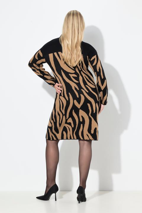 Produktbild Ulla Popken Strickkleid, Zebra, Oversized, Stehkragen, Langarm (56)