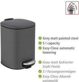Actual product image Wenko Alassio waste bin 5.0 l grey (5 l)