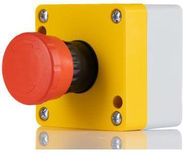 Immagine prodotto RS PRO Interruttore di emergenza in plastica con testa a fungo, rosso 2 contatti NC, 70mm x 70mm sgancio a