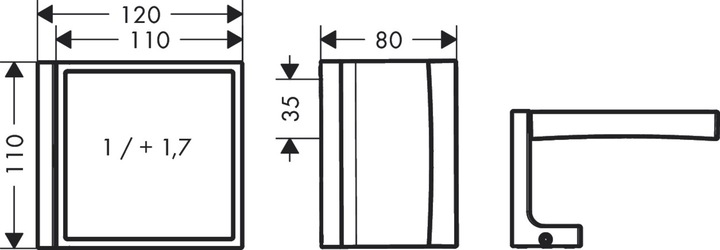 Produktbild hansgrohe AXOR Universal Rectangular Rasierspiegel, Vergrösserung 1,7-fach, neigbar, Rahmen Metall