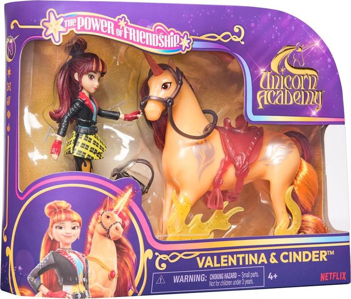 Actual product image Unicorn Academy Valentina and unicorn Cinder (with real mane and tail and brush)