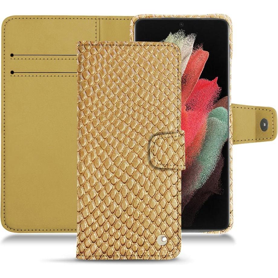 Noreve Lederschutzhülle Wallet (Samsung Galaxy S21 Ultra), Smartphone Hülle, Beige