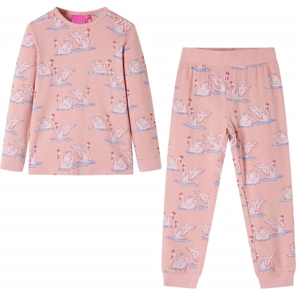 VidaXL, Jungen, Pyjama, Kinderpyjama mit Langen Ärmeln Hellrosa 140,Material: 95, Rosa, (140)