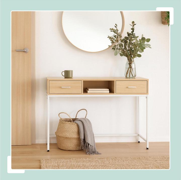 Actual product image Relaxdays Konsolentisch 2 Schubladen offenes Fach (120 x 40 x 80 cm)