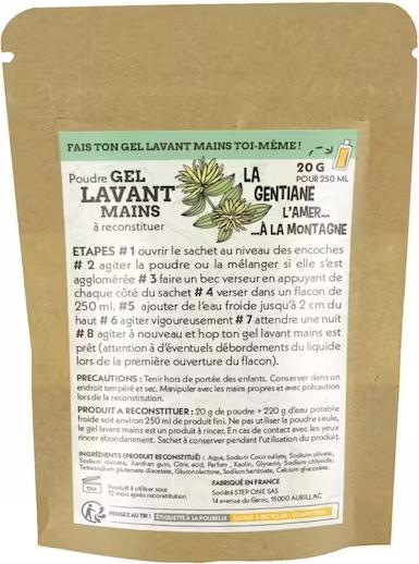 Nutritional values and ingredients Step One Hand wash gel in powder form Gentian (500 ml)