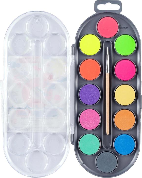 Actual product image Bruynzeel Watercolor Metallic/Neon Set of 12, Multicolor (Orange, Lilac, Multicoloured, Violet, Red)
