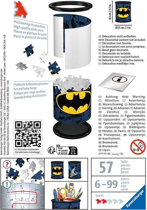 Productafbeelding Ravensburger 3D Puzzel 11275 - Utensilo Batman - 54 stukjes - Potloodhouder voor Batman-fans vanaf 6 (54 onderdelen)