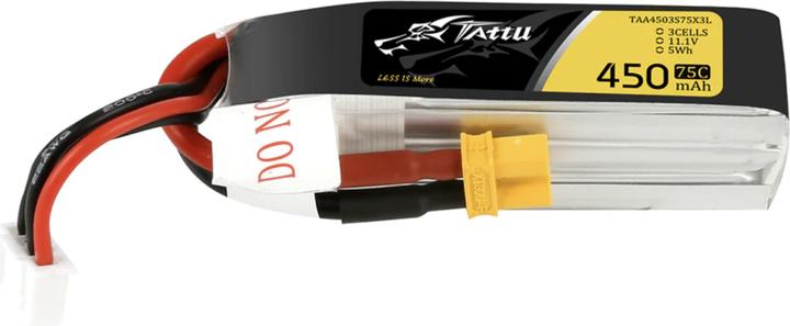 Tattu Accumulator 450mAh 11.1V 75C 3S1P Lang (11.10 V, 450 mAh)