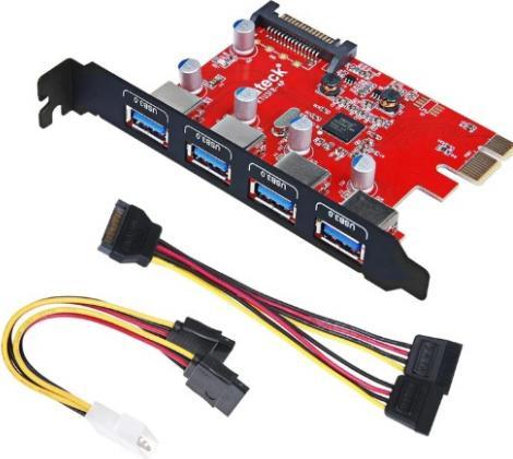 Inateck USB 3.0 PCIe Karte 4 Anschlüsse 15 pin SATA