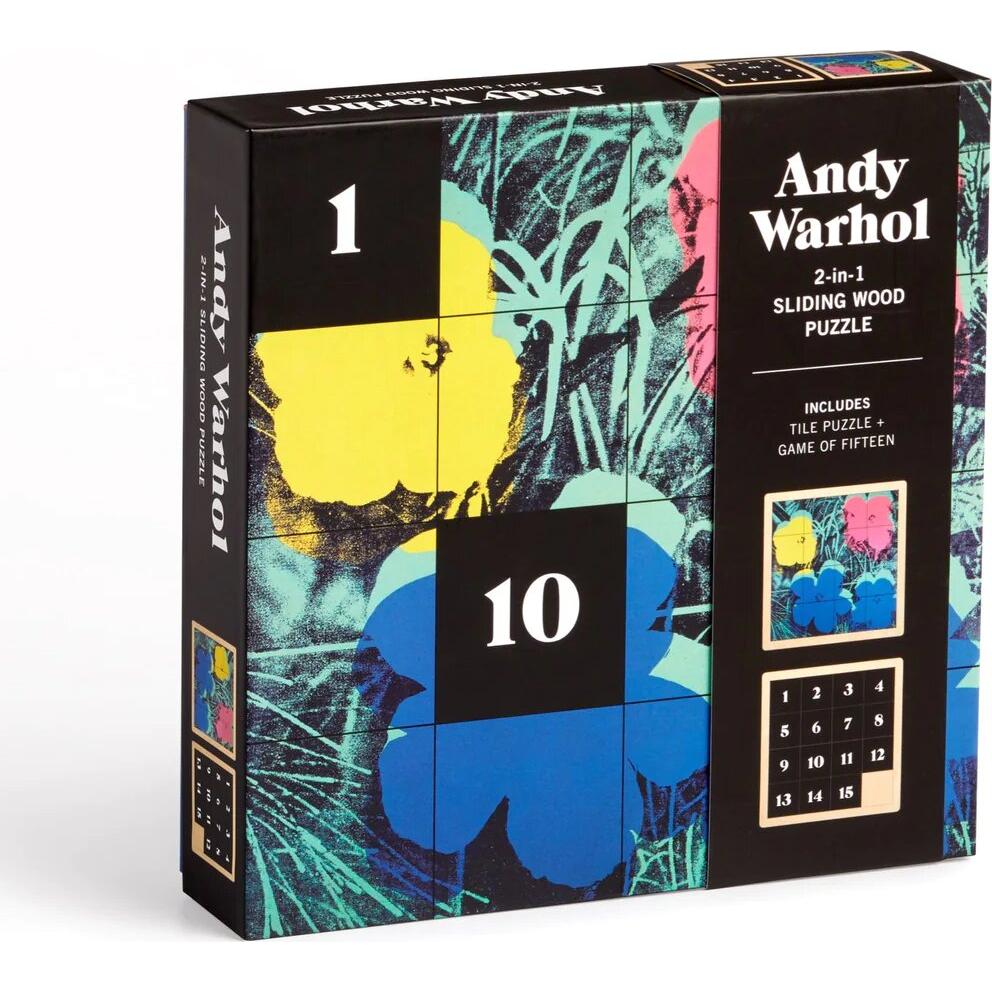 Abrams & Chronicle Andy Warhol Flowers 2-in-1 Sliding Wood Puzzle