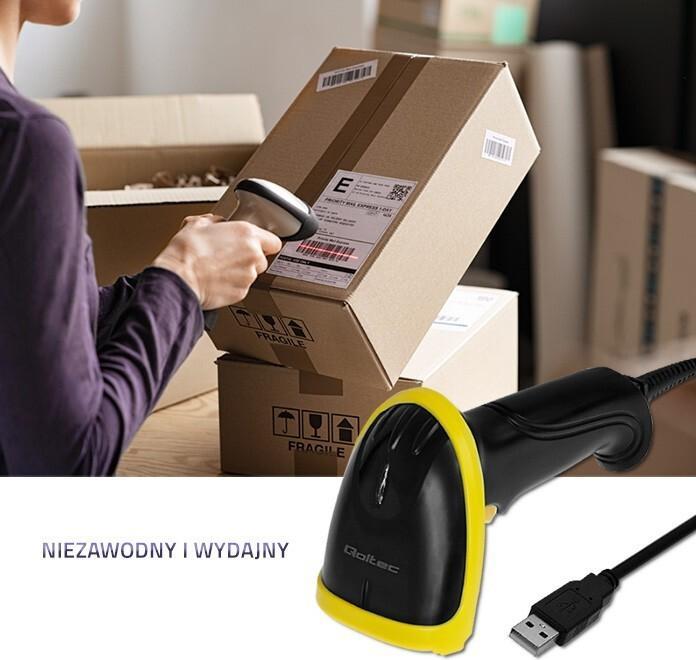 Immagine prodotto Qoltec 50860 Lettore di codici a barre Laser 1D portatile (Codici a barre 1D)