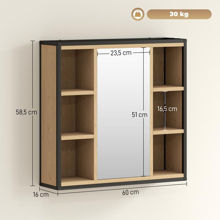 Actual product image Homcom Spiegelschrank Spanplatte, Glas Eiche (16 x 16 x 58.50 cm)