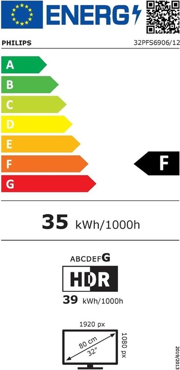 Label énergétique Philips 32PFS6906 Ambilight (32", PFS6906, LCD, Full HD, 2021)