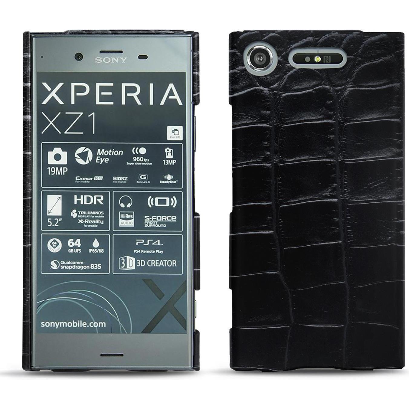 Noreve Lederschutzhülle (Sony Xperia XZ1), Smartphone Hülle, Schwarz