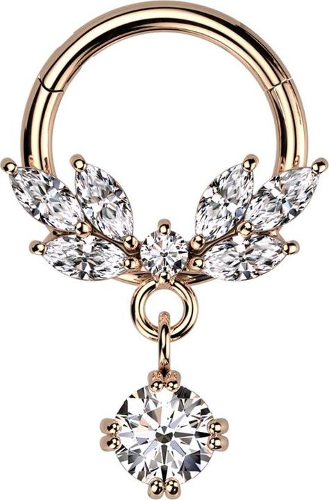 Produktbild Star Piercing Micro Segmentring klappbar rosegold Kristall Rebe Anhänger Kristall silber (Messing, Chirurgenstahl 316L)