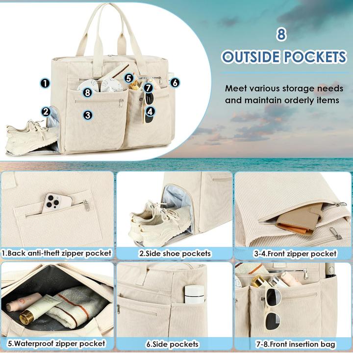 Image du produit Makukke Strandtasche XXL mit Schuhfach und Reissverschluss