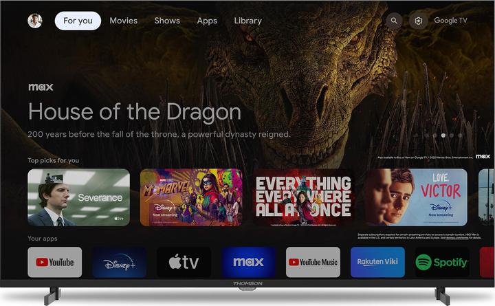 Actual product image Thomson TV 43 4K SMART UHD T2/C2S2 GOOGLE TV FRAMELESS (43", LED, 4K)