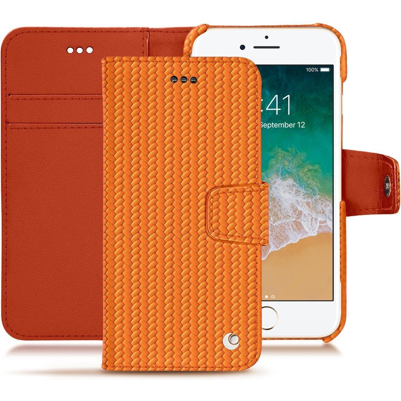 Noreve Lederschutzhülle Wallet (Apple iPhone 7), Smartphone Hülle, Orange