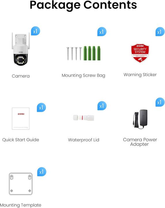 Immagine prodotto Zosi 3K Wi-Fi 6 Outdoor Überwachungskamera 360°, C296 5MP (2560 x 1440 Pixels)