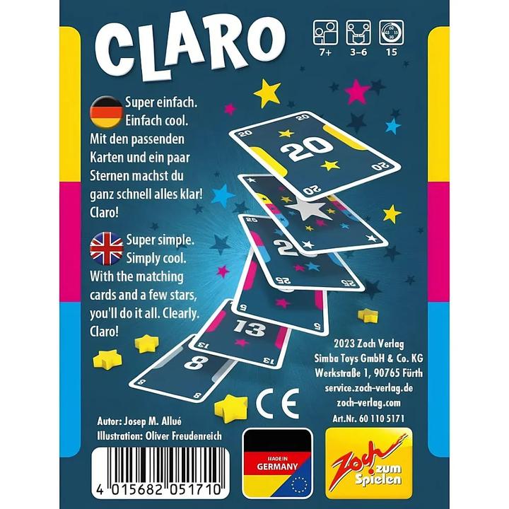 Actual product image Zoch Claro (German, 3 - 6 Players)
