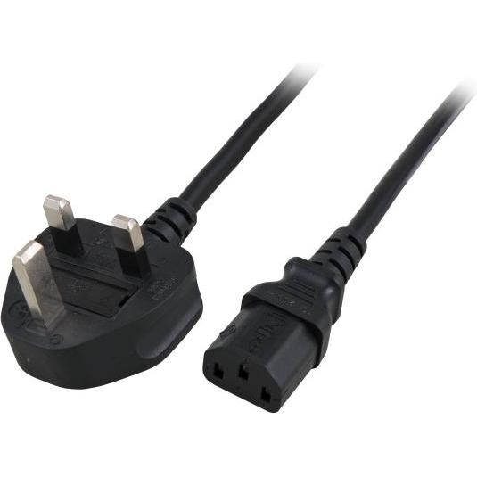 EFB Elektronik EFB Netzleitung UK BS1363A-C13 180°,schwarz,2m,3x1.00mm (2 m), Stromkabel
