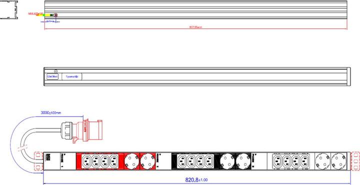 Produktbild Bachmann IT PDU ALU 0HE 12x C13 6x Schutzkontakt 3x 16A CEE rot
