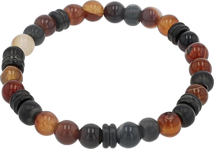 Immagine prodotto S.Oliver Armschmuck für Jungs, Edelstahl, Steel Beads, Achat (15 cm, Acciaio inossidabile)