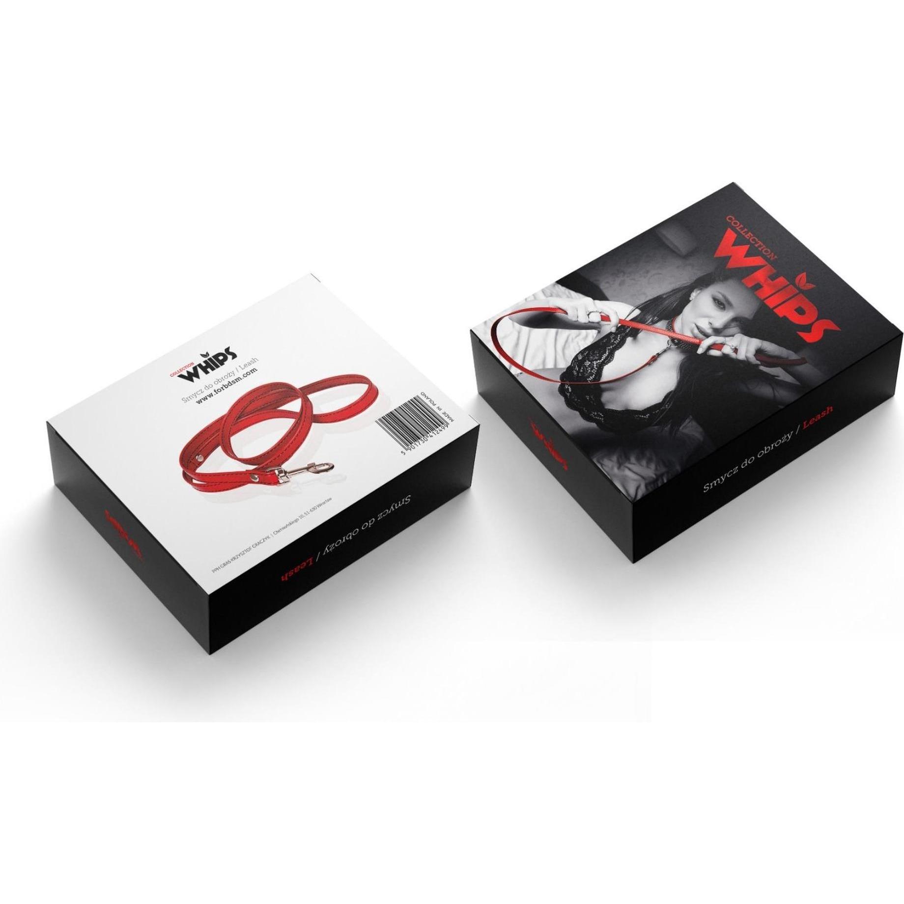 Whips Wiązania-WHIPS lakier, smycz do obroży, czerwona (Cane), Collare + Guinzaglio