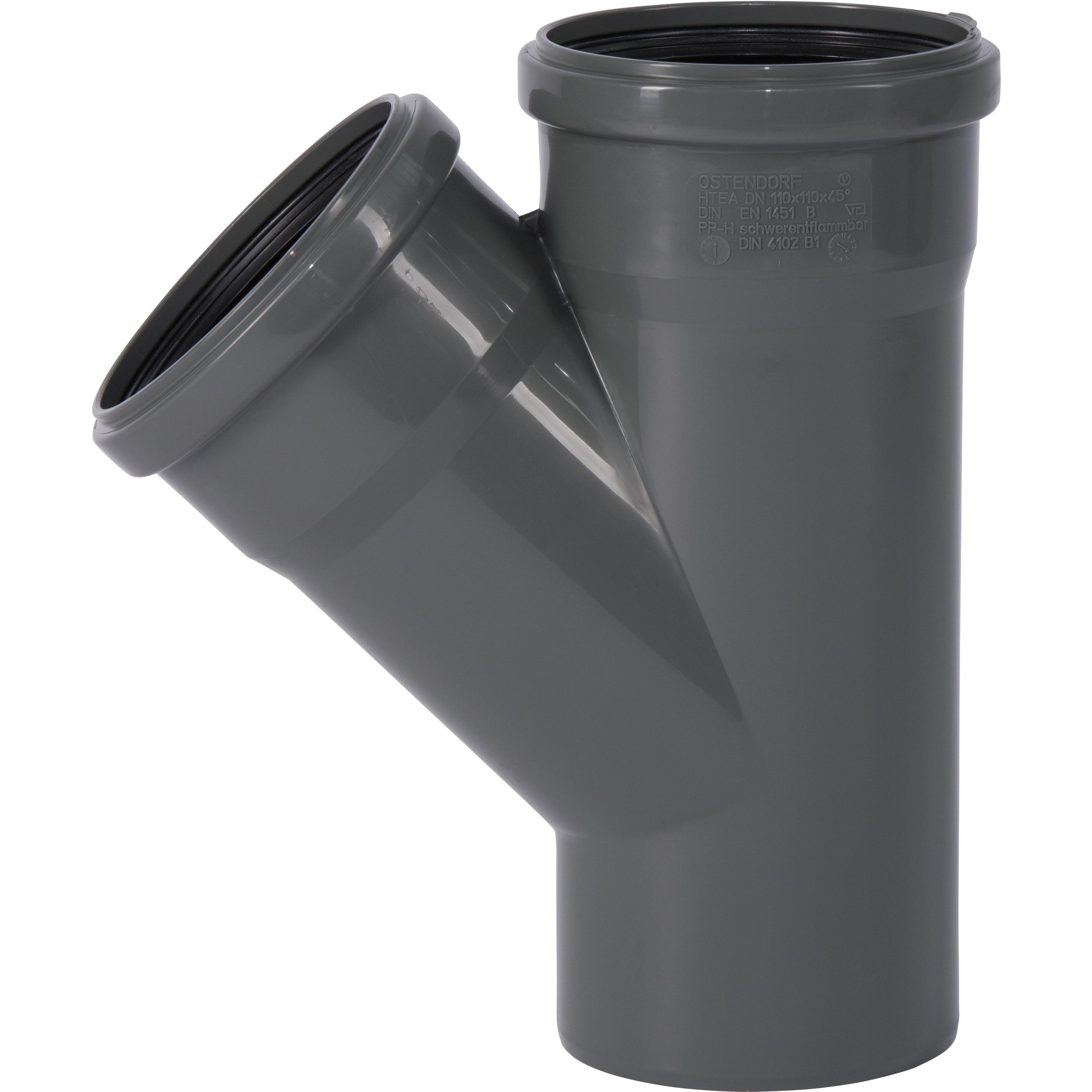 Csdk SL, Zubehör Sanitärinstallation, 110 mm x 45° Abzweigrohr Ablauf PP grau