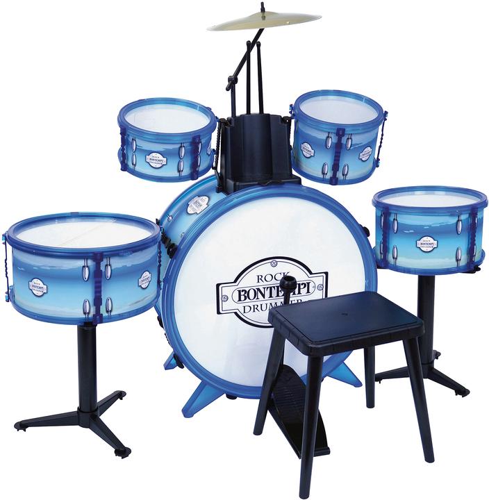 Actual product image Bontempi Metallic silver drum set with stool (Multilingual)