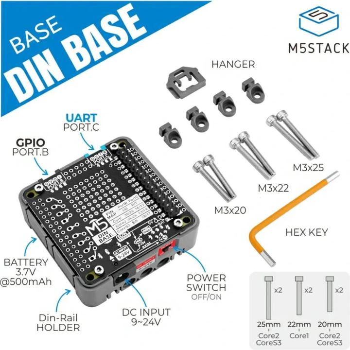 Actual product image M5Stack Din Base with 500mAh Battery