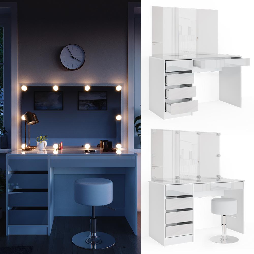 Thumbnail - Vicco, Schminktisch, Sherry mit Hocker und Beleuchtung (120 x 55 x 75 cm)