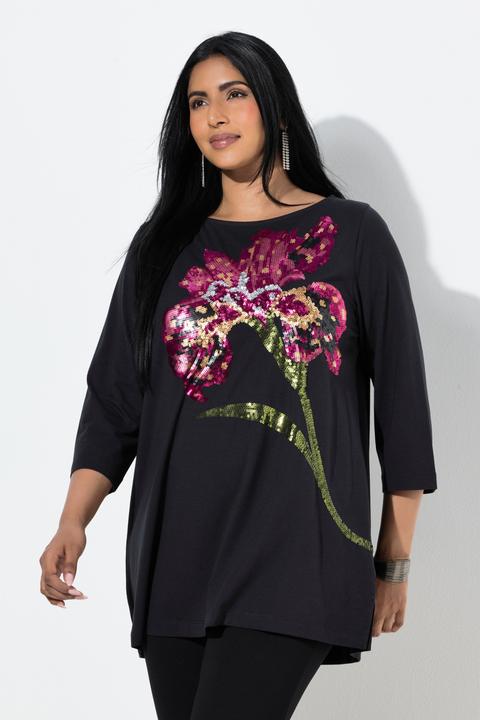 Produktbild Ulla Popken Sweatshirt, A-Linie, U-Boot-Ausschnitt, 3/4-Arm, Modalmix (58)