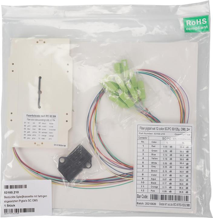 Produktbild EFB Elektronik Bestückte Spleisskassette mit farbigen abgesetzten Pigtails SC OM5