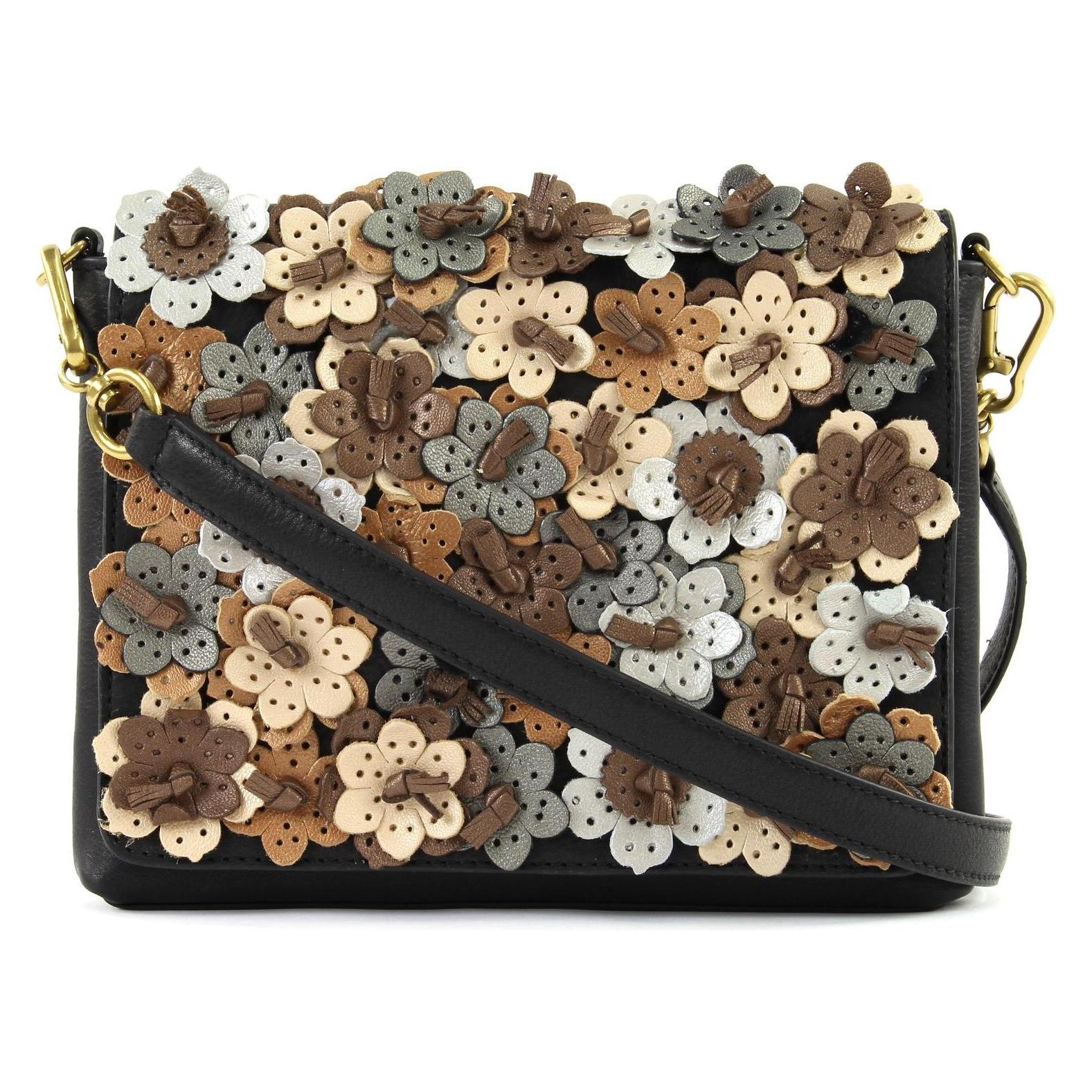 Bugatti, Damen, Handtasche, Fiore Cross Shoulder Bag With Flap, Schwarz, Mehrfarbig