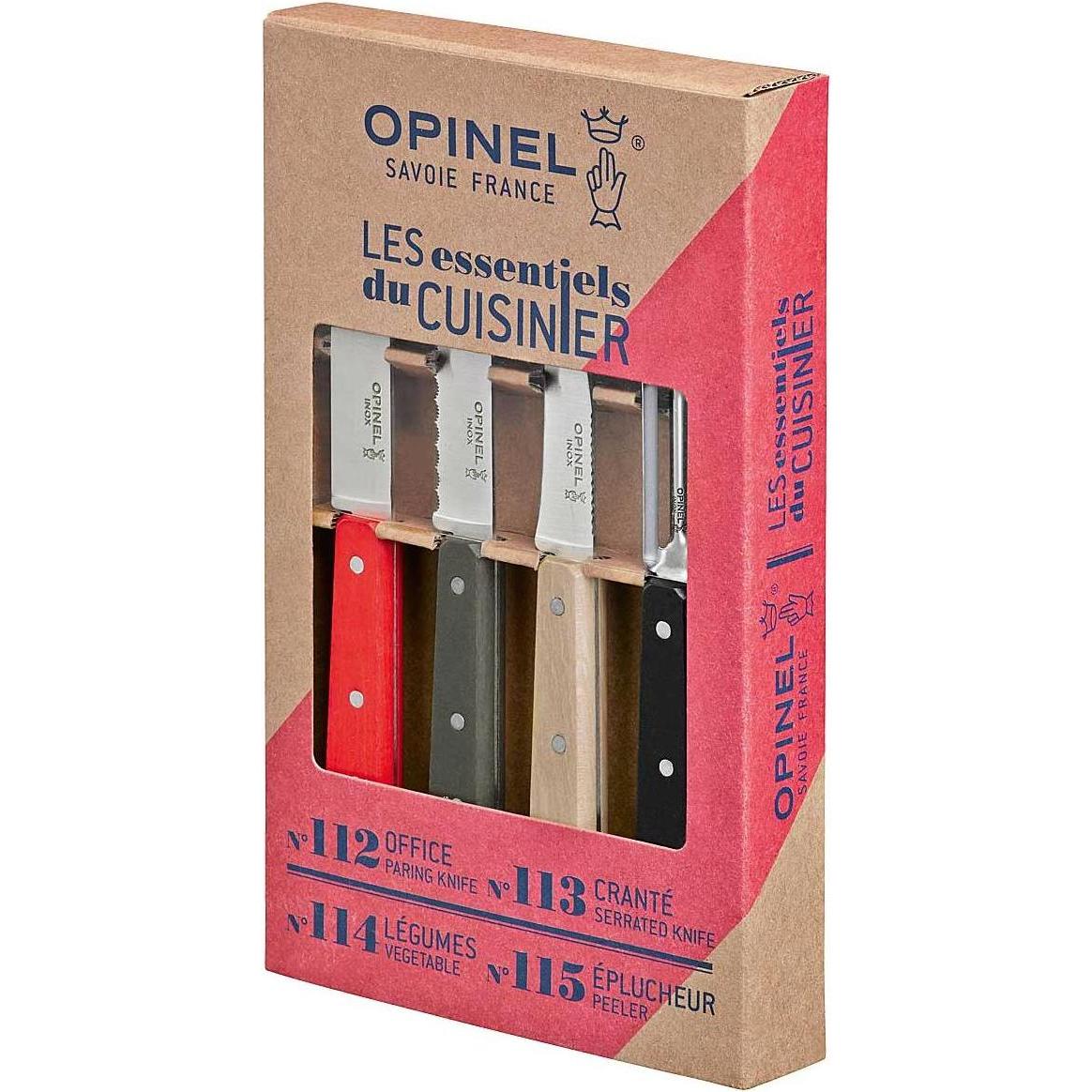 Opinel Essentiels, Küchenmesser, Schwarz, Braun, Beige, Rot
