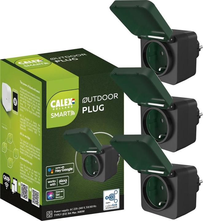Productafbeelding Calex Smart Outside Plug - Set von 3 Teilen - Smart Outdoor Plug EU - einschliesslich Hub - Schwarz