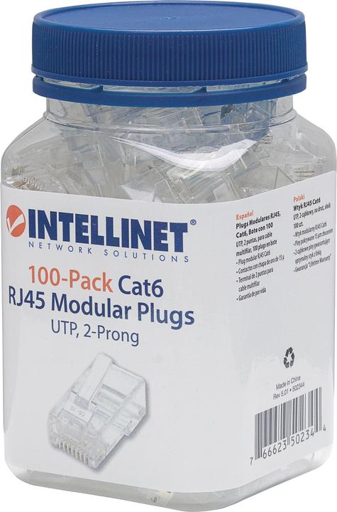 Produktbild Intellinet RJ45-Stecker 100er-Pack Cat.6 (Netzwerkkabel Stecker)