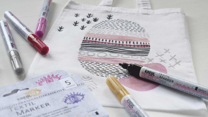 Actual product image Magni 92651 - Textile marker set glitter, medium, 5 pieces, line width 2 to 4 mm, water-based (5x)