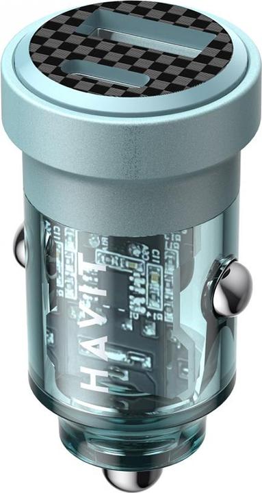 Actual product image Havit - Car charger (CC2016) - Type-C, USB, PD30W, 3A - Blue