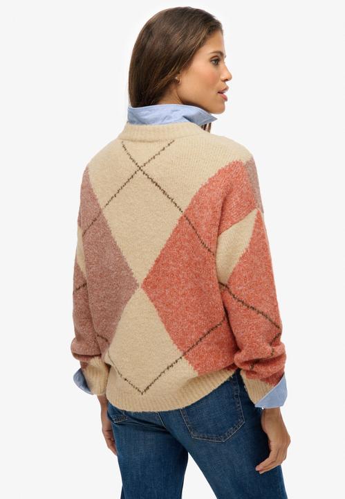 Actual product image Superdry Women's oversized V-neck pullover with diamond pattern (XL)