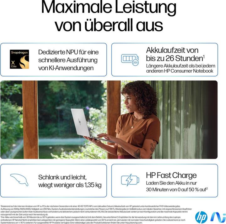 Produktbild HP OmniBook X AI 14-fe0165ng (14", 1000 GB, 16 GB, DE, Snapdragon X Elite X1E-78-100)