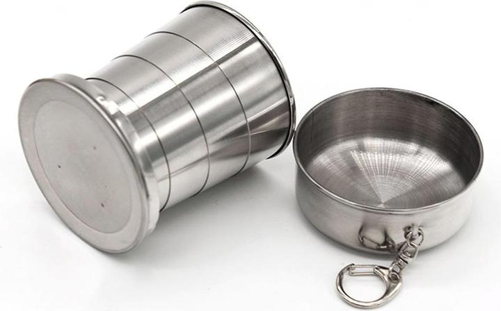 Actual product image König Design Mini Mug Collapsible Stainless Steel Folding Mug Cup Tent Camping Hiking