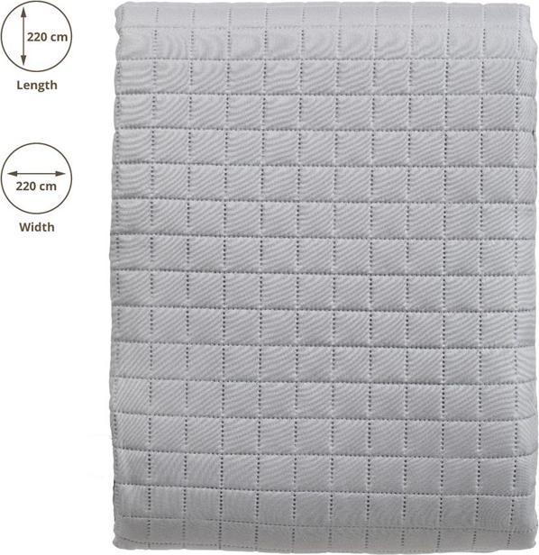 Actual product image Domoletti BEDSPREAD MICRO 220X220 CM SQUARES GREY (220 x 220 cm)