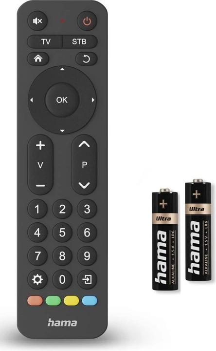 Produktbild Hama Universal-Fernbedienung TV, Infrarot, für 2 Geräte, grosse Tasten, lernfähig (Universal Fernbedienung, Infrarot)