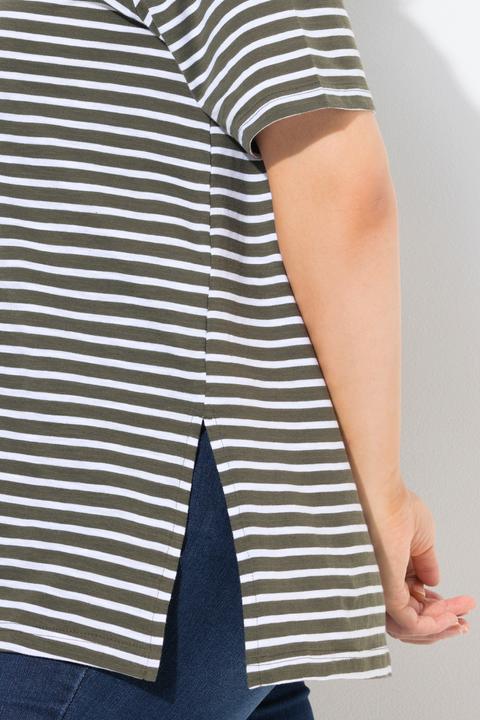Produktbild Ulla Popken Longshirt, Ringel, A-Linie, Rundhals, Halbarm (56)