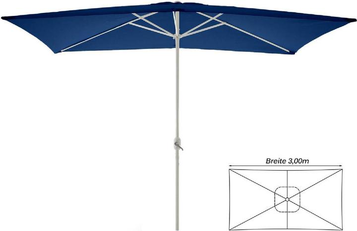 Actual product image VCM Sonnenschirm eckig 2x3m Blau mit Kurbel Marktschirm Rechteckschirm Sonnenschutz