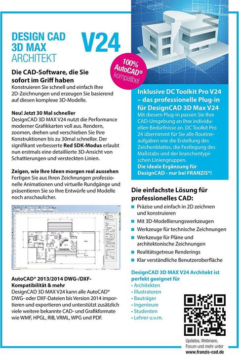 Produktbild Franzis DesignCAD 3D MAX V24 Architekt (1 User, unbegrenzt)