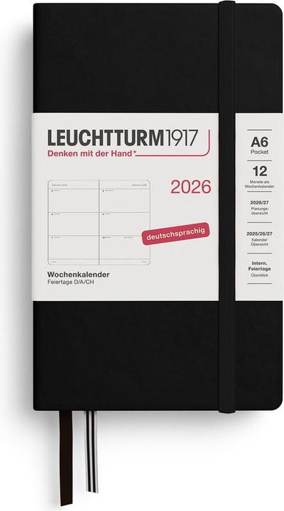 Leuchtturm1917 Leuchtturm 1w/2s.Pocket Hc Schwarz (A6, 1 week / 2 pages)