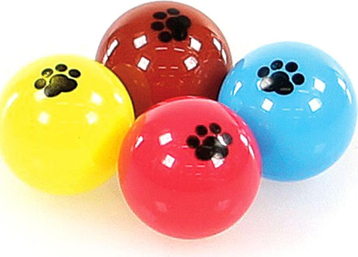 No Name Palla di plastica con sonaglio e logo a forma di zampa (Palla giocattolo per gatti)